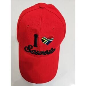 I Love Soweto South Africa Flag Embroidered Logo Heart Dad Hat Red Cap Topee